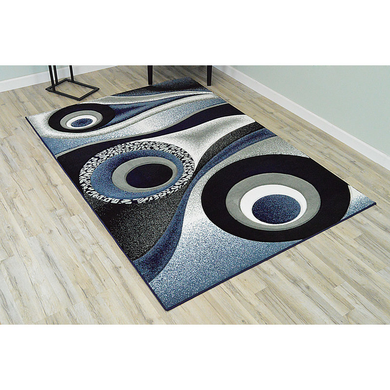 Ivy Bronx Mccampbell Abstract Navy Blue/Gray Area Rug & Reviews Wayfair